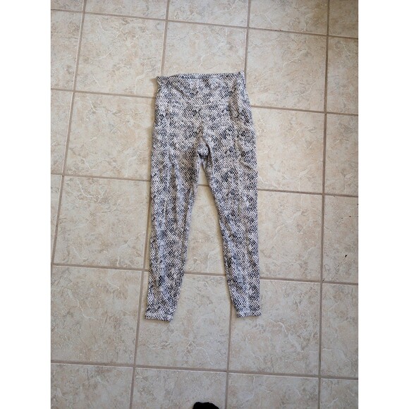 Balance Collection Women's Long Leggings White Tonal Snake Print Size M - Picture 1 of 3